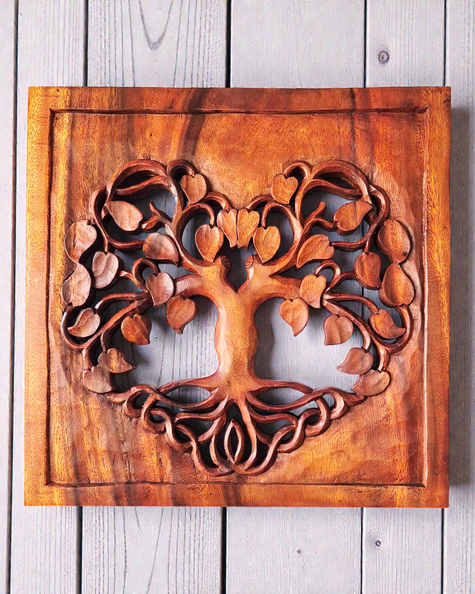 Štvorcový dekoratívny nástenný panel – Strom života Srdce 40x40 cm